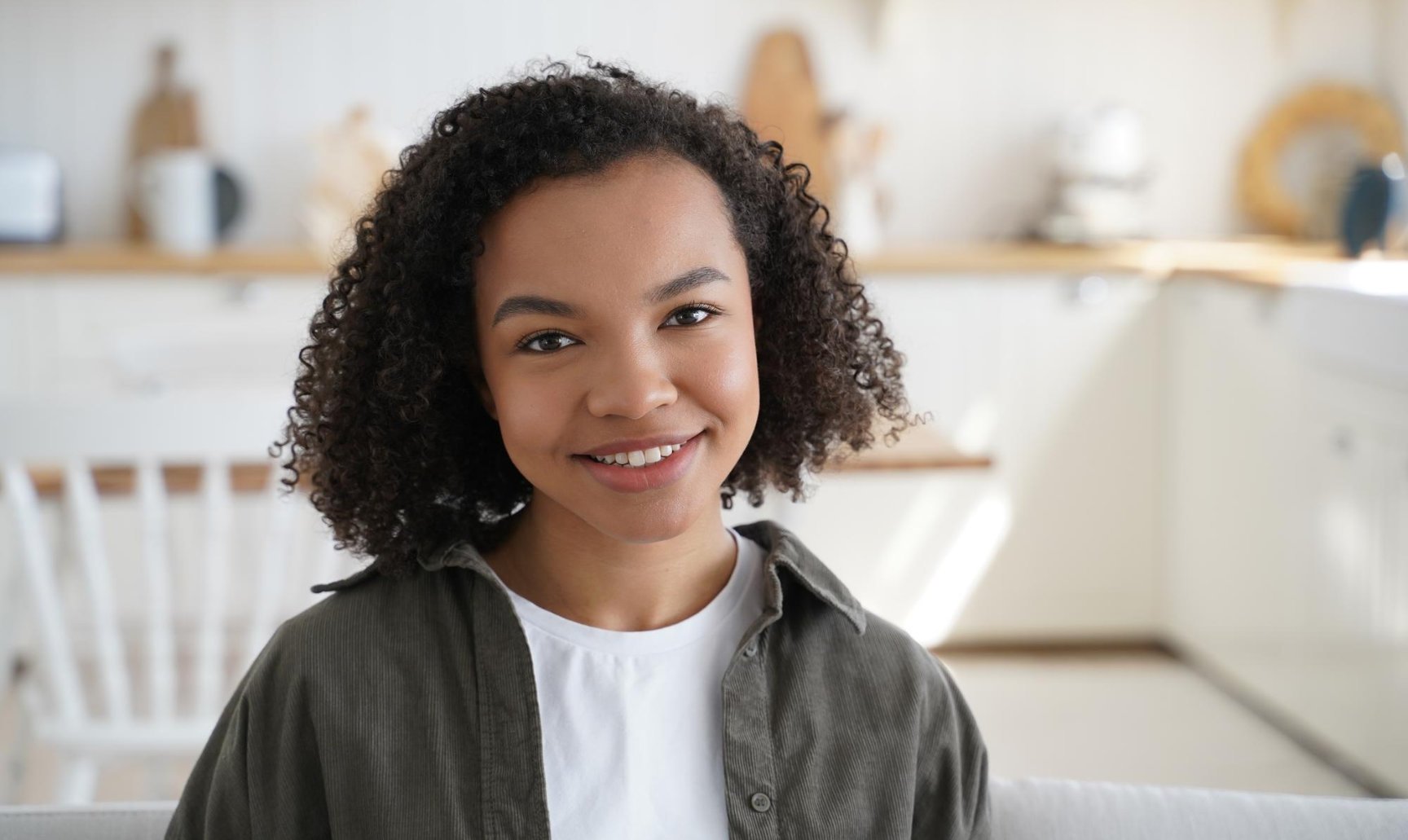 Happy student in online school