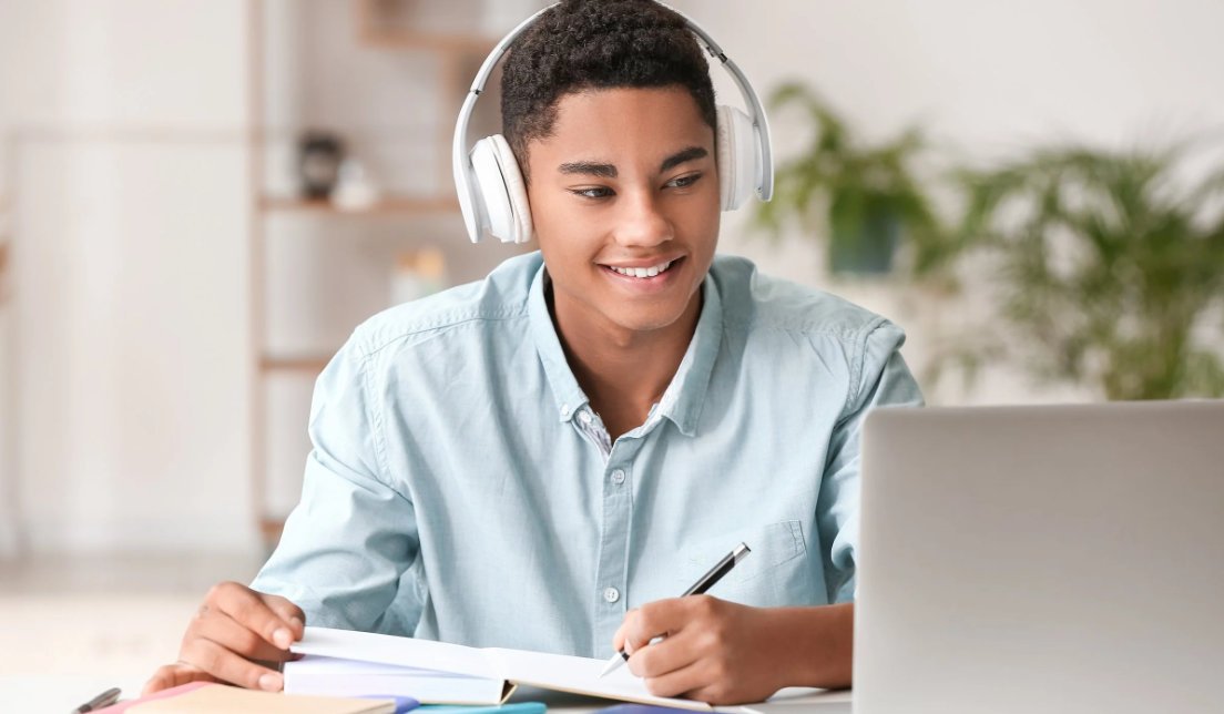 Online High School student in class