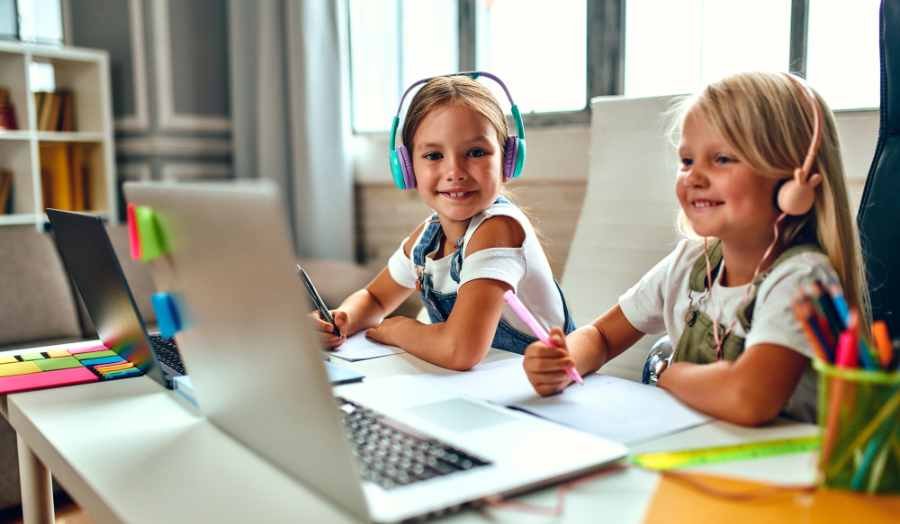 Two Online Elementary School students