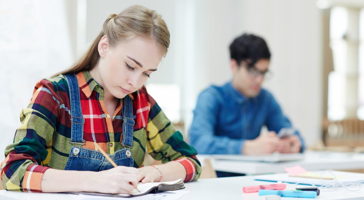 Student taking standardized test