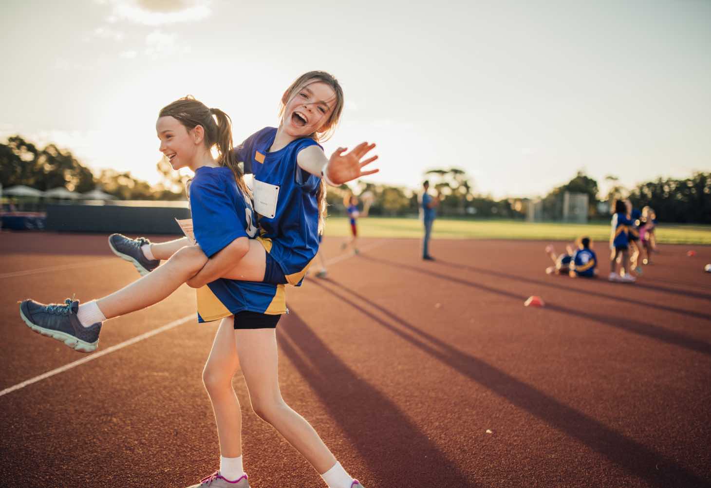 Online school students in sports field
